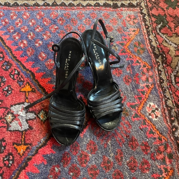 Vintage Marc Jacobs Black Open Toe Heels Size 6 - Picture 1 of 5